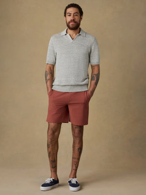 SS Linen Sweater Polo- Beach Tree Stripe