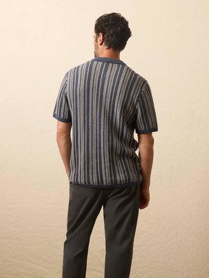 Short Sleeve Sweater Shirt - River Cliffs Stripe