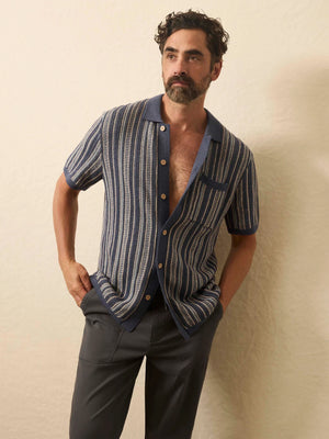 Short Sleeve Sweater Shirt - River Cliffs Stripe