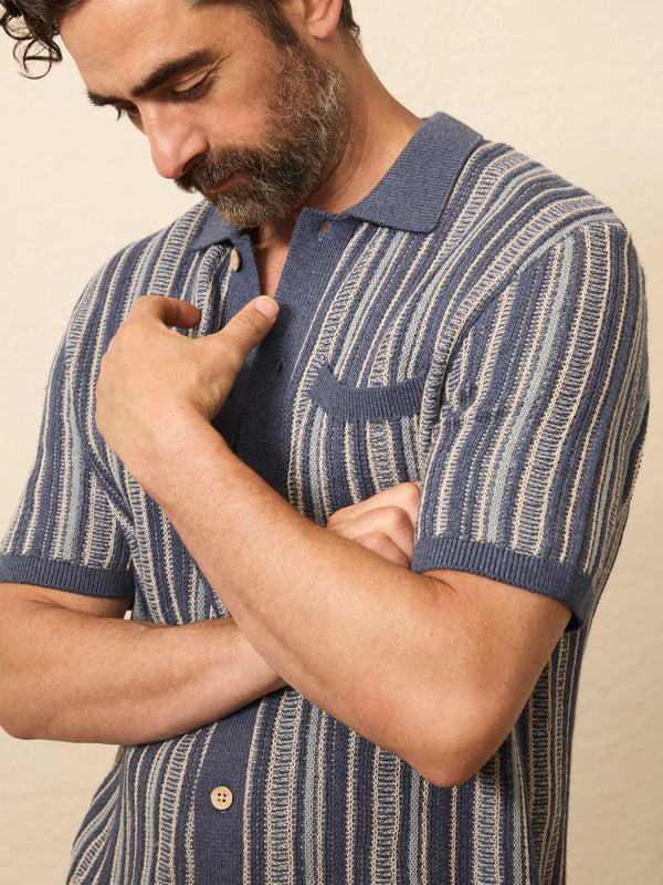Short Sleeve Sweater Shirt - River Cliffs Stripe