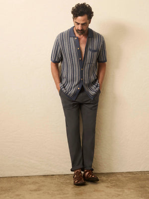 Short Sleeve Sweater Shirt - River Cliffs Stripe