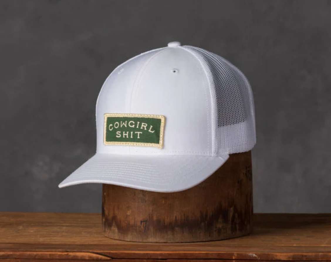Cowgirl Shit Trucker Hat - White/Green/Cream
