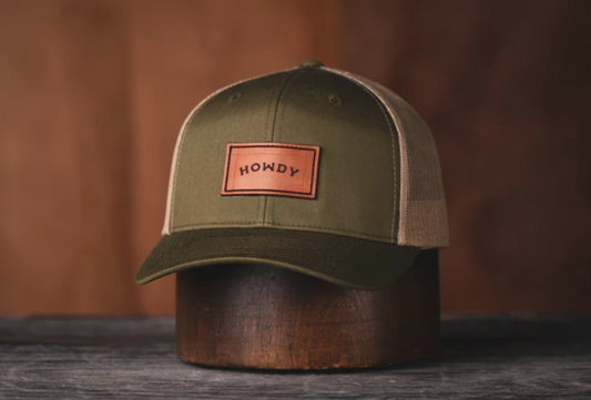 Howdy Leather Patch Hat - Green