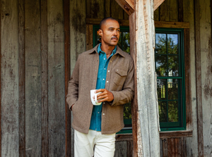 Herringbone Wool Shacket : Camel