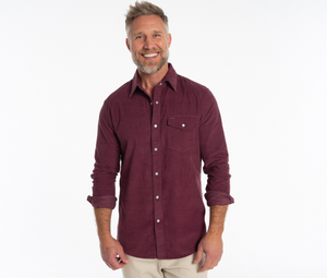 Corduroy Pearl Snap- Cherrywood