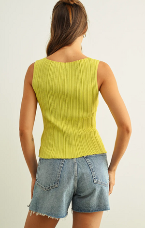Sunshine Viscose Ribbed Knitted Top - Lemon