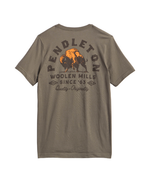 Charging Bison Graphic Tee : Army/Multi