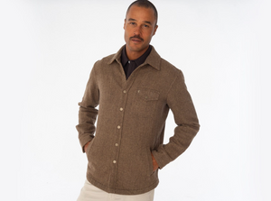 Herringbone Wool Shacket : Camel