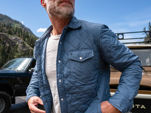 Quilted Shacket - Slate Blue