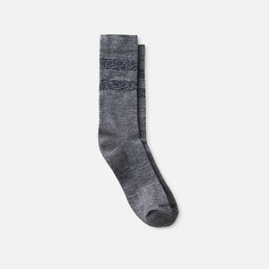 Wool Blend Striped Crew Socks : Grey/Navy