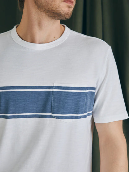 Surf Stripe Sunwashed Pocket Tee- White