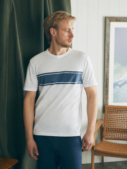 Surf Stripe Sunwashed Pocket Tee- White