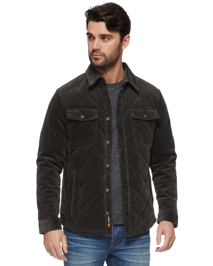 Wilbur Quilted Flannel Lined Corduroy Jacket- Charcoal