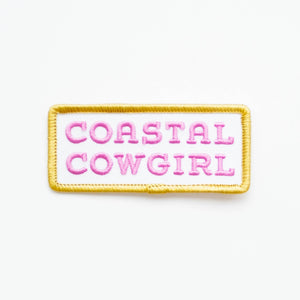 Coastal Cowgirl Embroidered Iron on Patch (Purple+Gold)