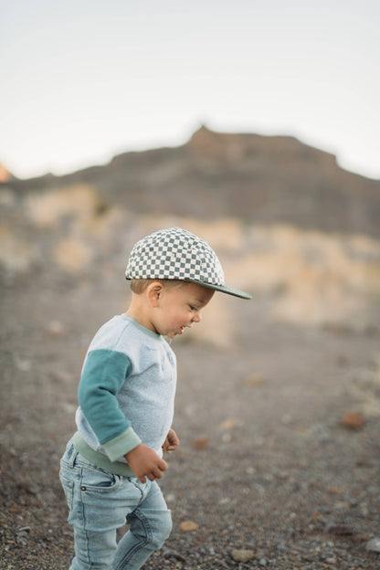 Peace Checkered Kids Flat Brim Hat