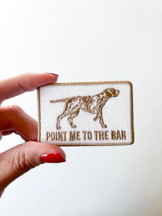 Brown & White Pointer Dog Embroidered Iron-On Patch