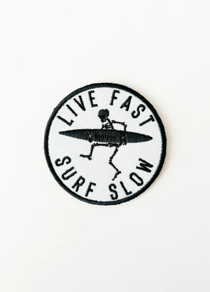 Live Fast Surf Slow Patch Embroidered Iron-On Patch