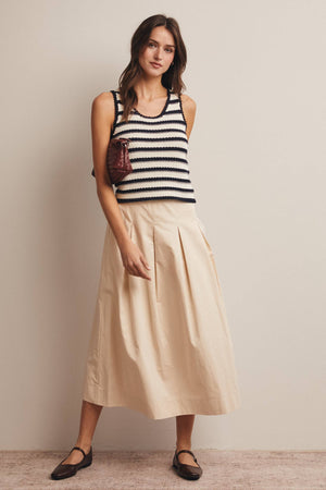 Striped Crochet Knit Tank - Green