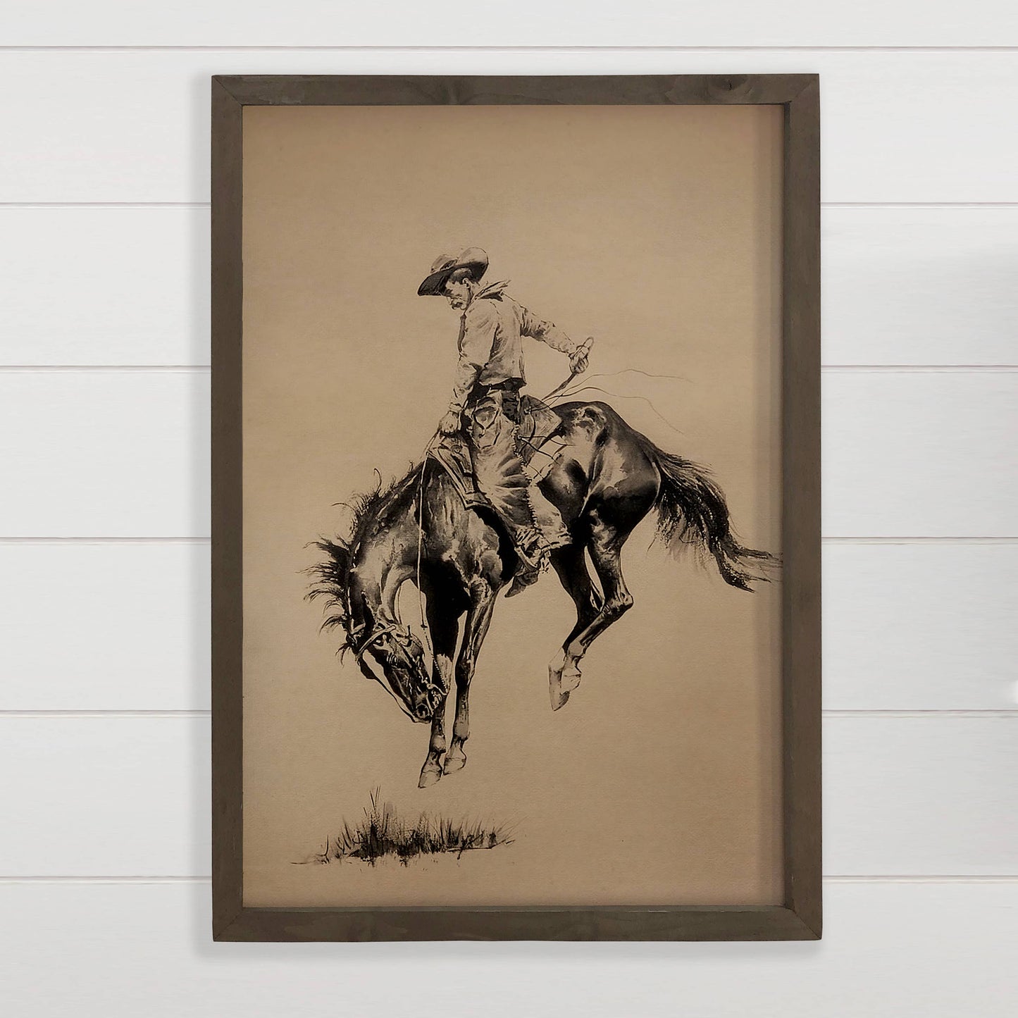 Ride 'Em Cowboy Wood Framed Canvas Art