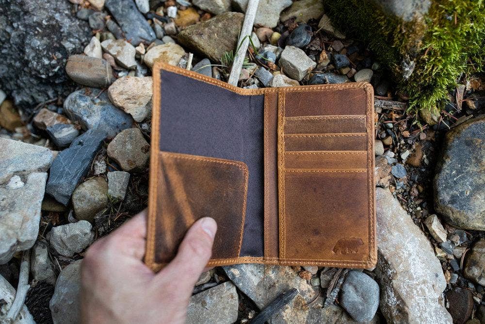 Buffalo Leather Passport Cover: Antique Brown