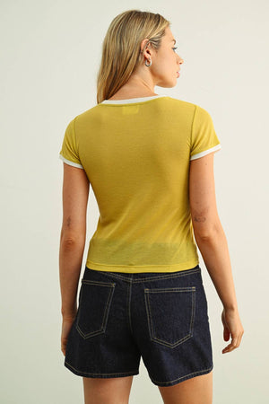 Essential Ringer Short Sleeve Tee : Mustard/Cream
