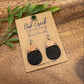 Leather/Wood Split Teardrop Earring 1 1/4" - 2 Colors: Black Suede Leopard Leather w/Hypoallergenic Ear Hook