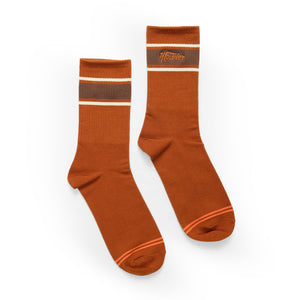 Howler Script Socks- Burnt Org/ Brown