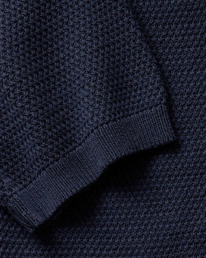 Button Down Polo : Dark Navy Crochet