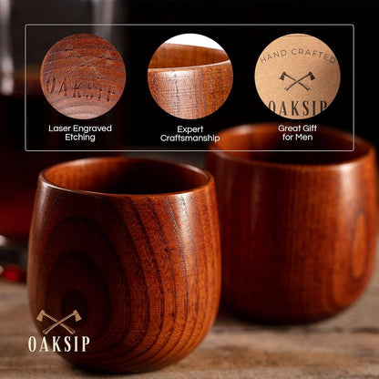 Oaksip Finished Wooden Bourbon/Whiskey Drinking Glass: 1 Pack