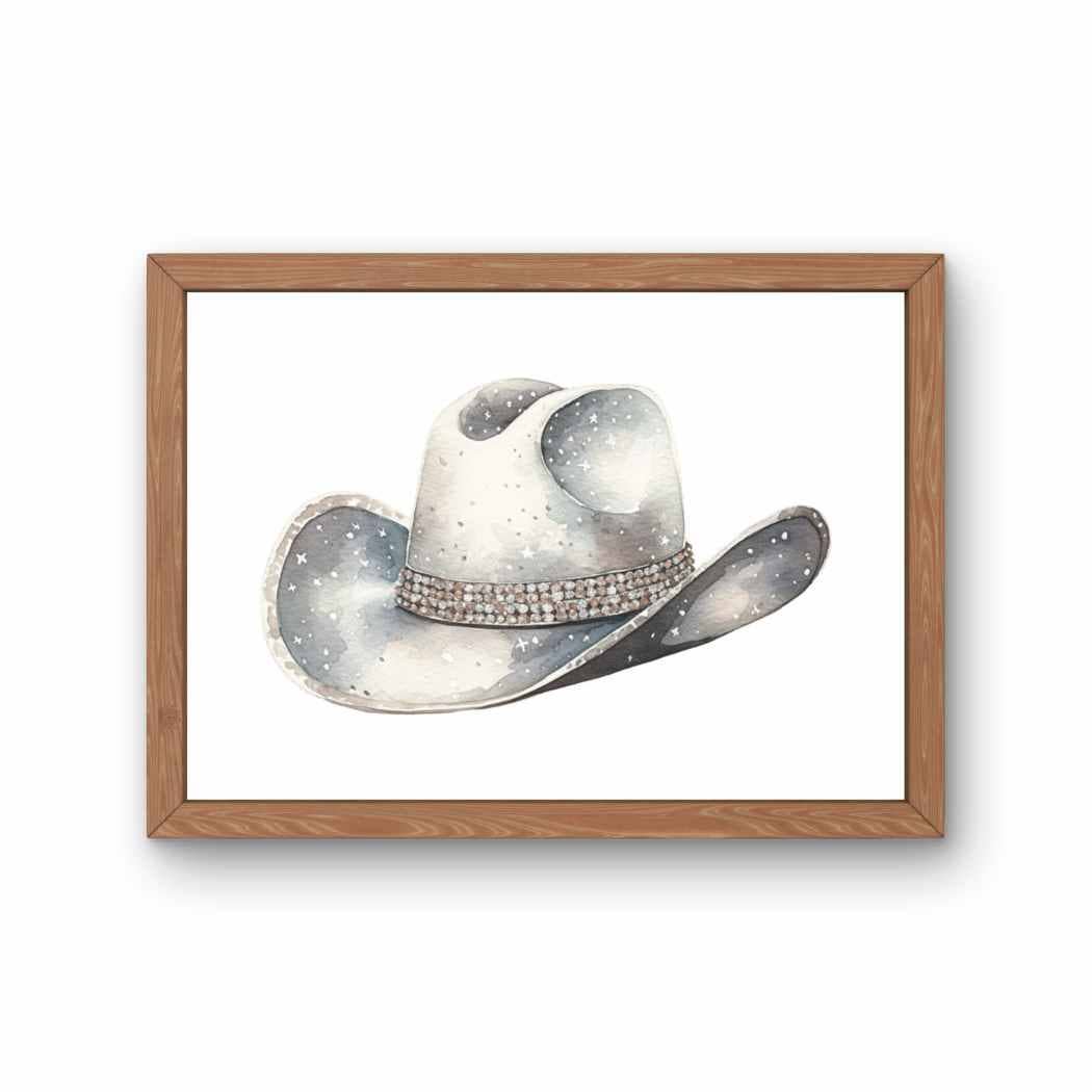 Watercolor Disco Cowgirl Hat Print