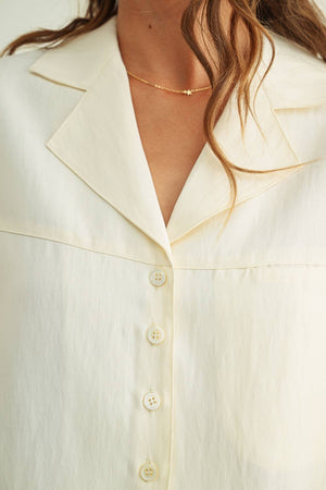 Molly Button Front Crop Blouse - Cream
