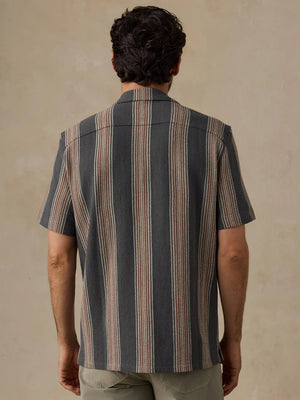 SS Oasis Camp Shirt - Charcoal Rust Stripe