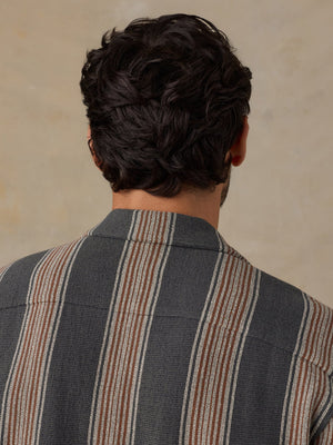 SS Oasis Camp Shirt - Charcoal Rust Stripe