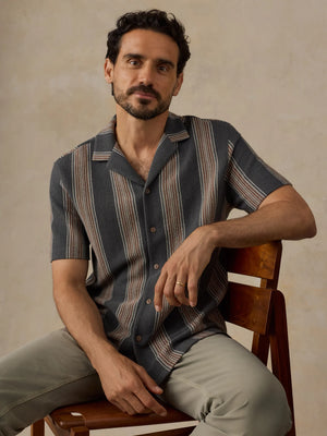 SS Oasis Camp Shirt - Charcoal Rust Stripe