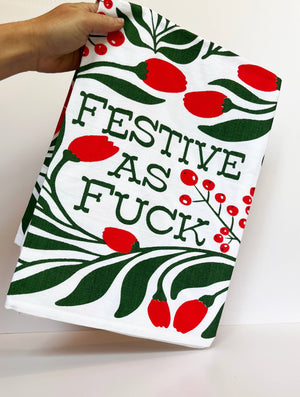 Festive as Fuck Christmas Kitchen Towel