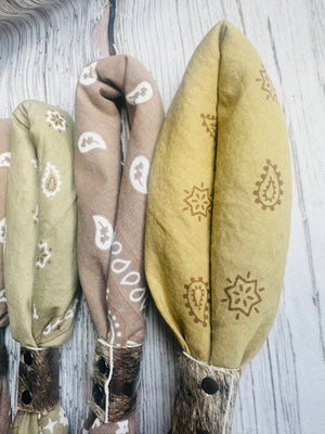 Hand Dyed Bandanas With Leather Slides : Earth Tones