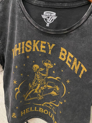 Whiskey Bent hellbound regular Cropped Acid wash T-shirt