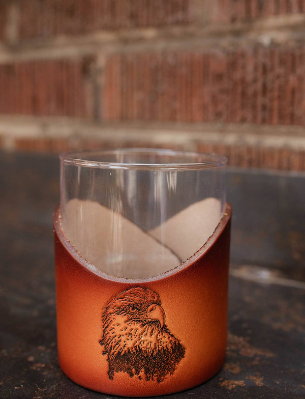 Leather Rocks Glass : Eagle