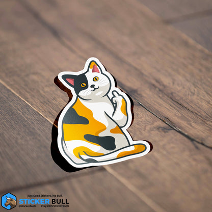 Cat Flipping Off Sticker