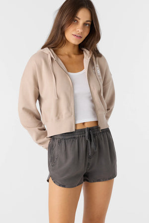 Darcie Crop Zip Fleece : Simply Taupe