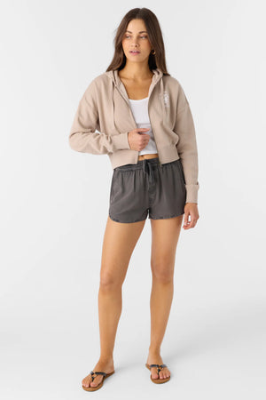 Darcie Crop Zip Fleece : Simply Taupe