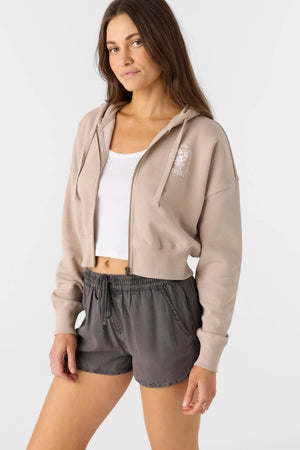Darcie Crop Zip Fleece : Simply Taupe