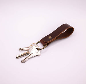Leather Key Ring - Keychain: Copper Brown