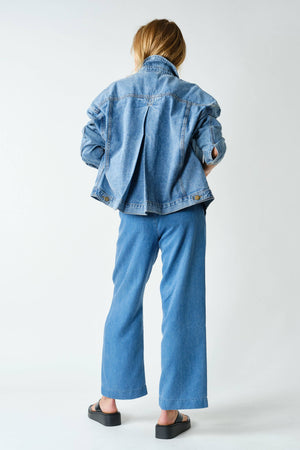 Boxy Denim Trucker Jacket: Medium Wash