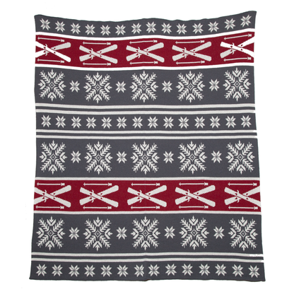 Fair Isle with Skis Throw Blanket