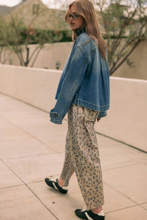 Leopard Print Barrel-Leg Pants