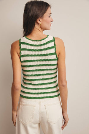 Striped Crochet Knit Tank - Green