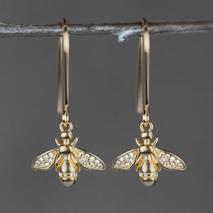 Brass Vintage Bee Earrings