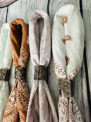 Hand Dyed Bandanas With Leather Slides : Terracotta Hues