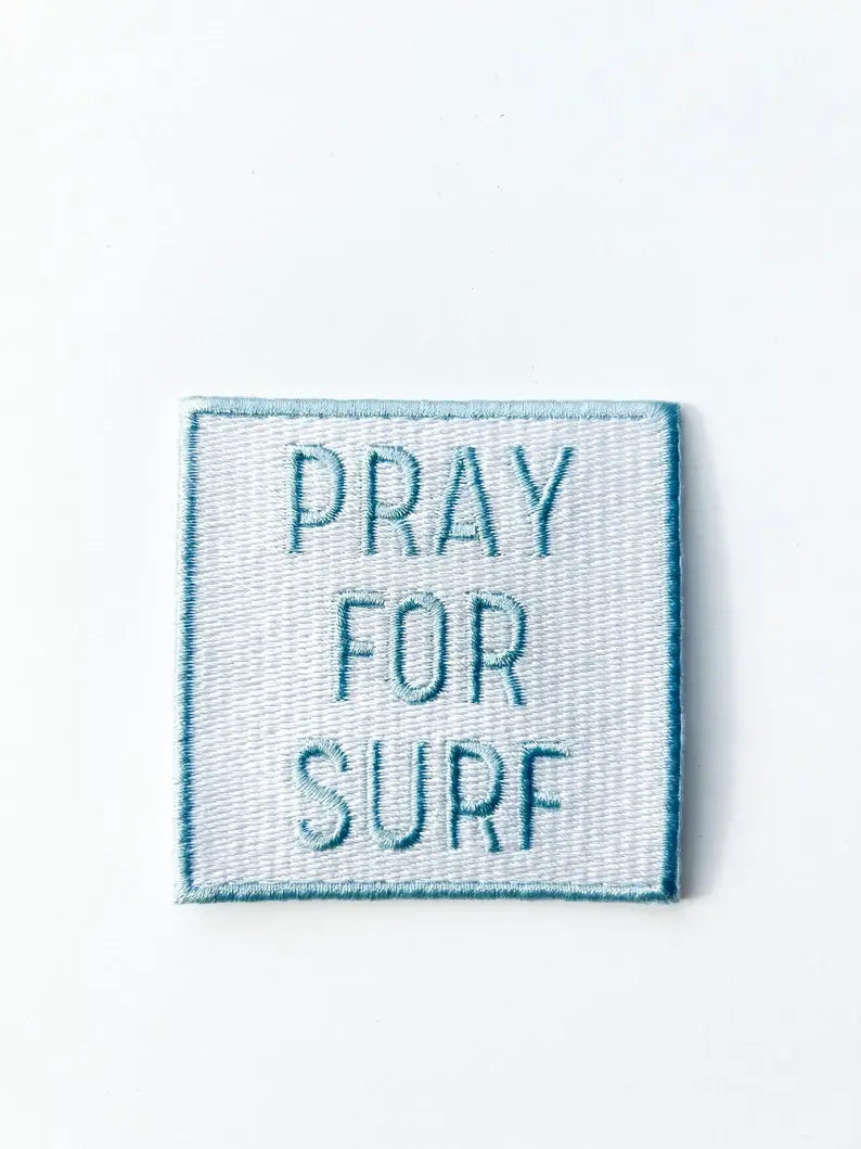 Blue Pray for Surf Embroidered Iron On Patch